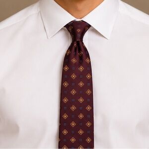 Bigi Black Cherry Silk Tie with Geometric Pattern | Handmade in Italy